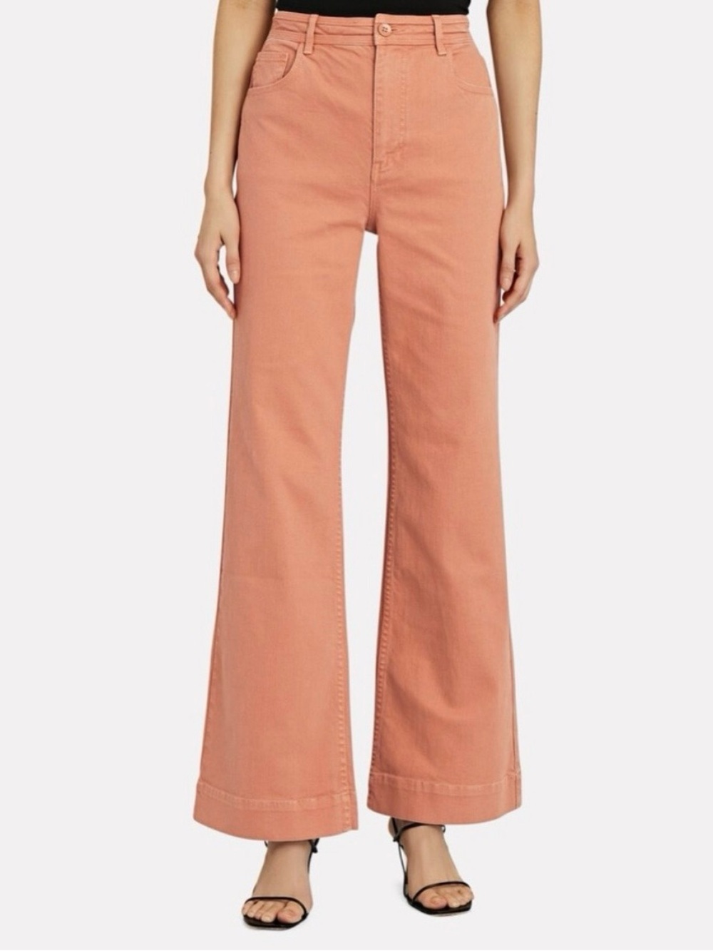Ulla Johnson Clay Wide Leg High Rise Jeans Pink Peach 10 Boho Luxury Minimalist